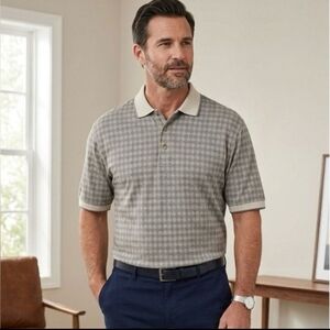 Dockers Gray Patterned Polo Shirt. Size L